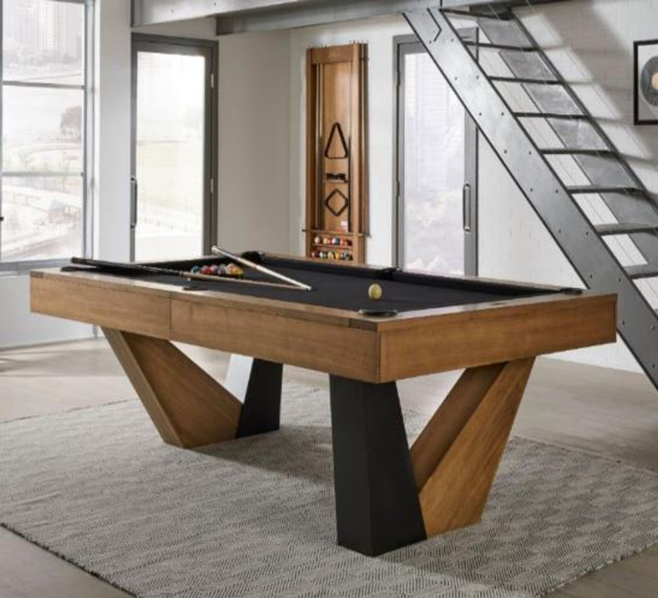 American Heritage Billiards - Annex Pool Table 8 Foot Brushed Walnut or Matte Black - Entertain Hive