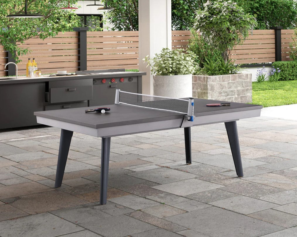 Playcraft Santorini 7ft Outdoor Slate Pool Table with Dining Top Benches and Ping Pong - Entertain Hive