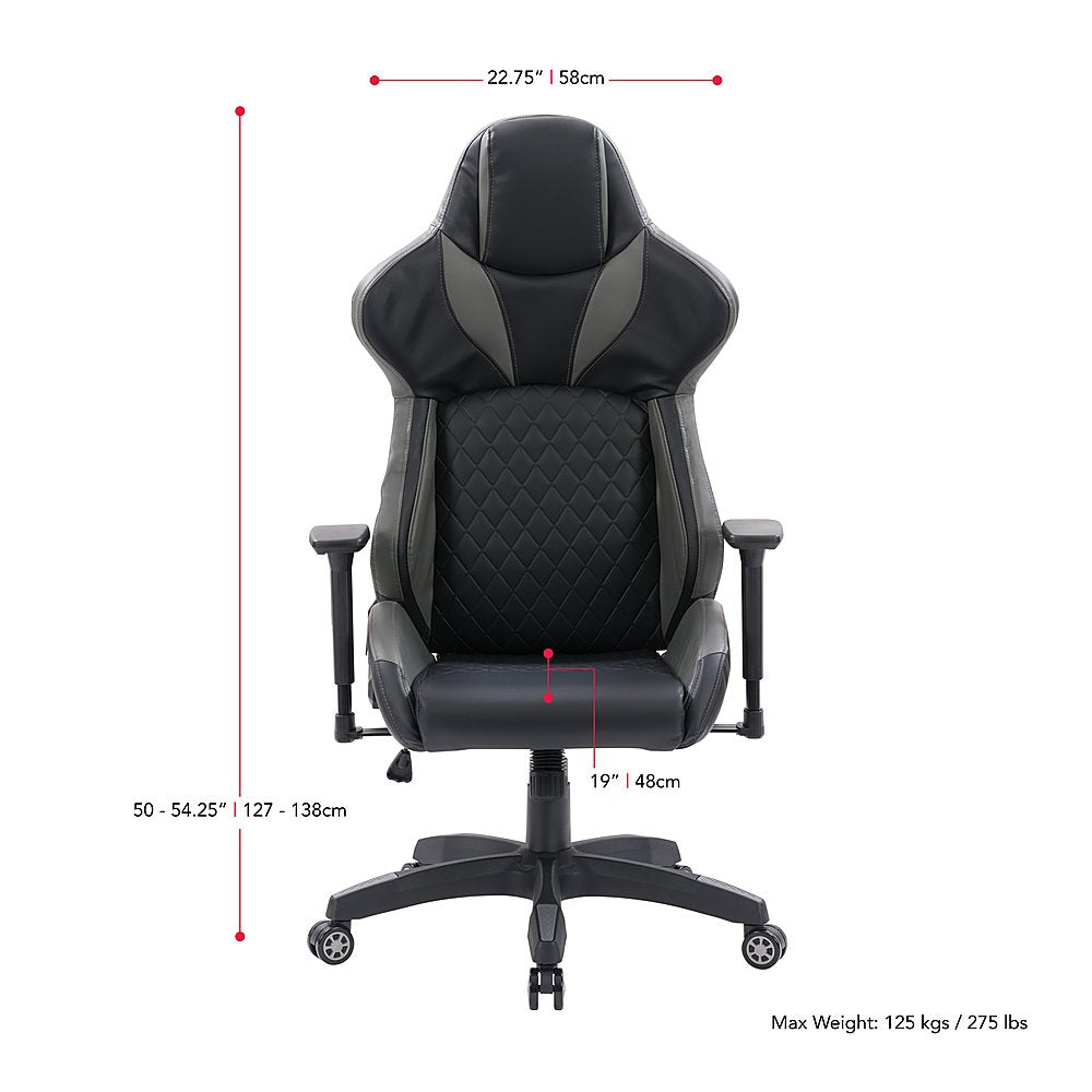 CorLiving - Nightshade Gaming Chair - Black and Grey - Entertain Hive