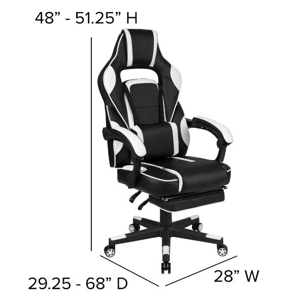 Flash Furniture - Black/White Reclining Gaming Chair & Footrest with Gaming Desk - Entertain Hive