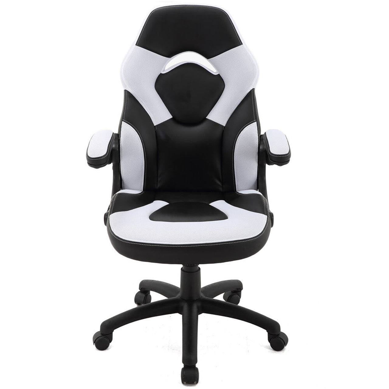 Hanover HGC0118 Commando Gas Lift 2-tone Gaming Chair W/ Footrest Faux Leather - Entertain Hive