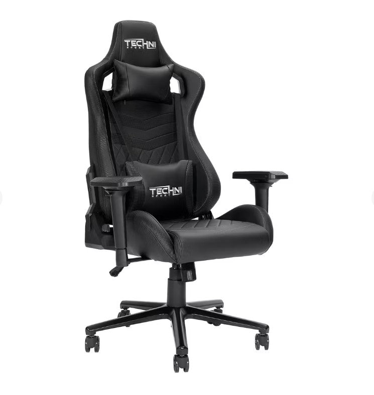 RTA Products - Techni Sport Ergonomic High Back Gaming Chair - Black - Entertain Hive